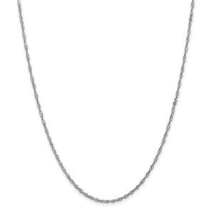 1.6mm 14k White Gold Diamond Cut Singapore Chain Necklace, 20 Inch